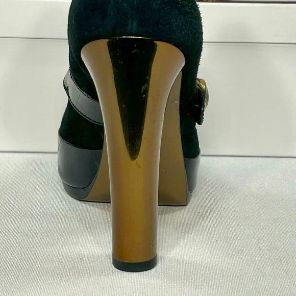 Women’s Coach Davine Platform Black Suede with Gold Heel Size 8 Great Condition! - Picture 13 of 16